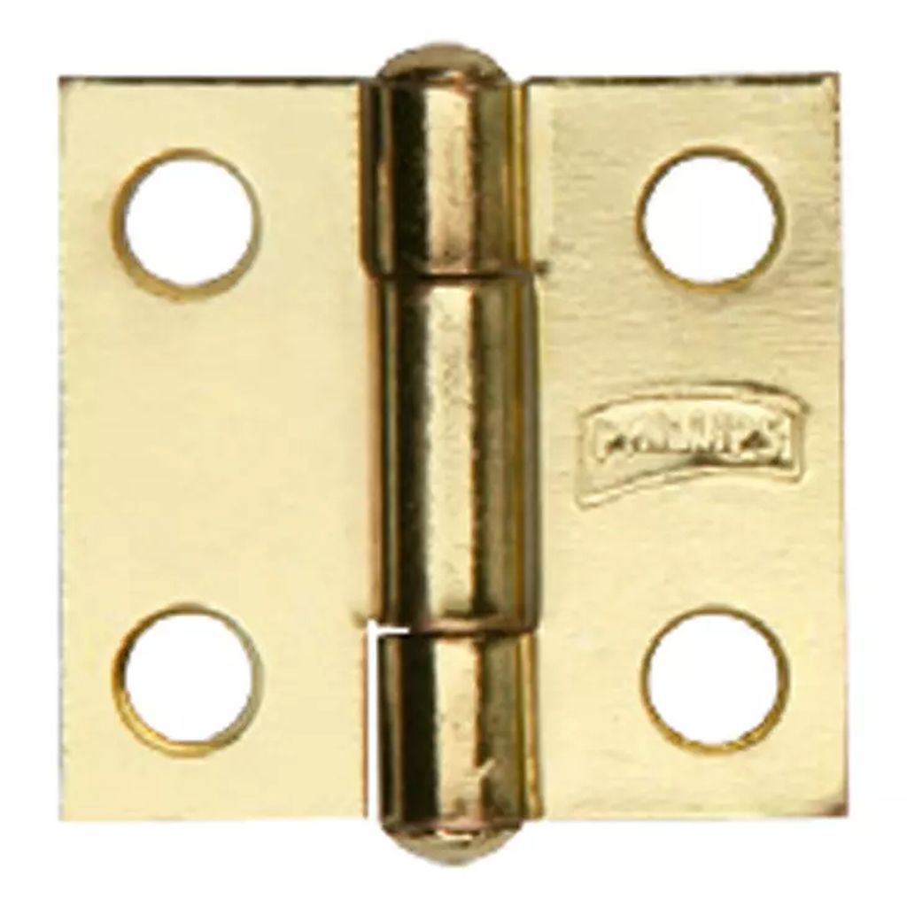 BISAGRA LIGERA RECTANGULAR 1" X 1.1/16" (25MM X 27MM) LATON BRILLANTE CON TORNILLOS, PHILLIPS