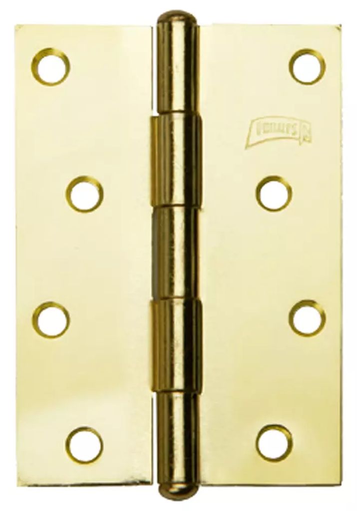 BISAGRA LIGERA RECTANGULAR 4" X 2.7/8" (98MM X 71MM) LATON BRILLANTE CON TORNILLOS, PHILLIPS
