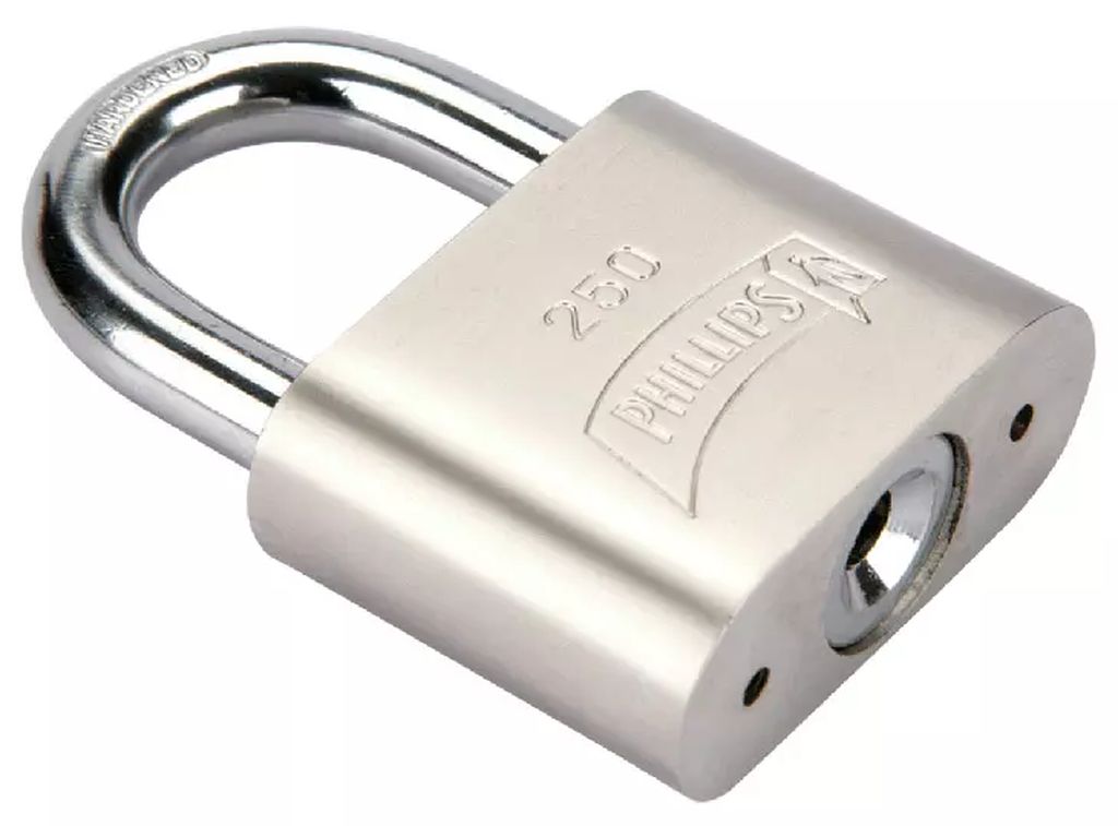 CANDADO DE HIERRO 50MM GANCHO CORTO LLAVE DISCOS, PHILLIPS