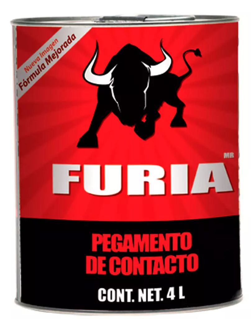 PEGAMENTO DE CONTACTO 4 LT (1 GAL) BASE SOLVENTE COLOR AMARILLO, FURIA