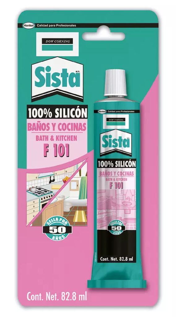 SILICON BAÑOS Y COCINAS TRANSPARENTE TUBO DE 82.8 ML (F101), SISTA
