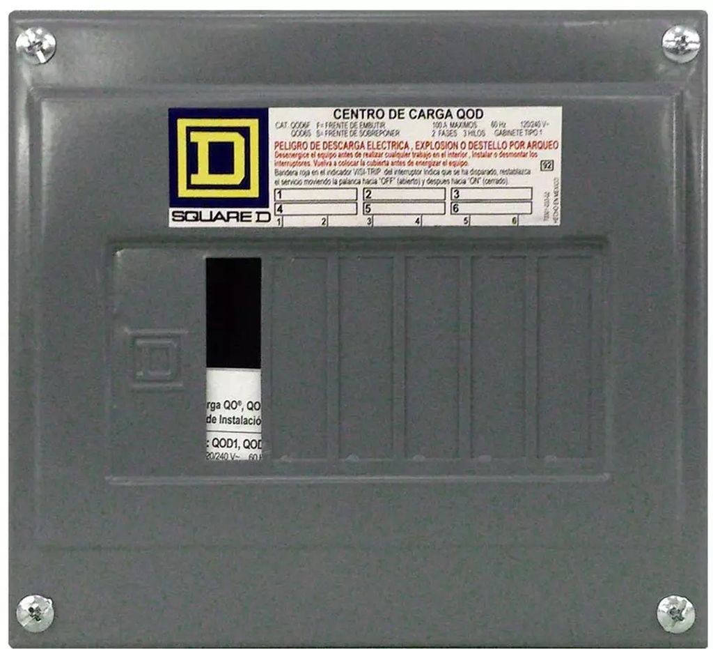 CENTRO DE CARGA 6 POLOS DE SOBREPONER 120/240 V AC, SQUARE D