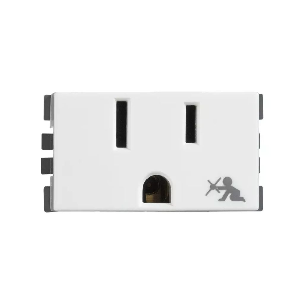 CONTACTO ELECTRICO SENCILLO ATERRIZADO 2P+T C/PROTEC INFANTIL 15A 127-250V COLOR BLANCO, SIMON