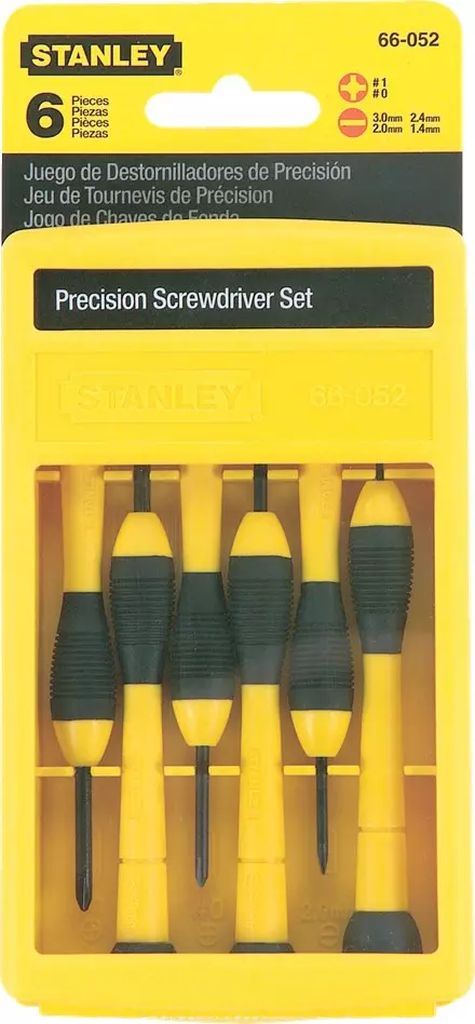 JUEGO DESARMADORES DE PRECISION (6 PZAS) PLANO Y PHILLIPS ERGONOMICO, STANLEY