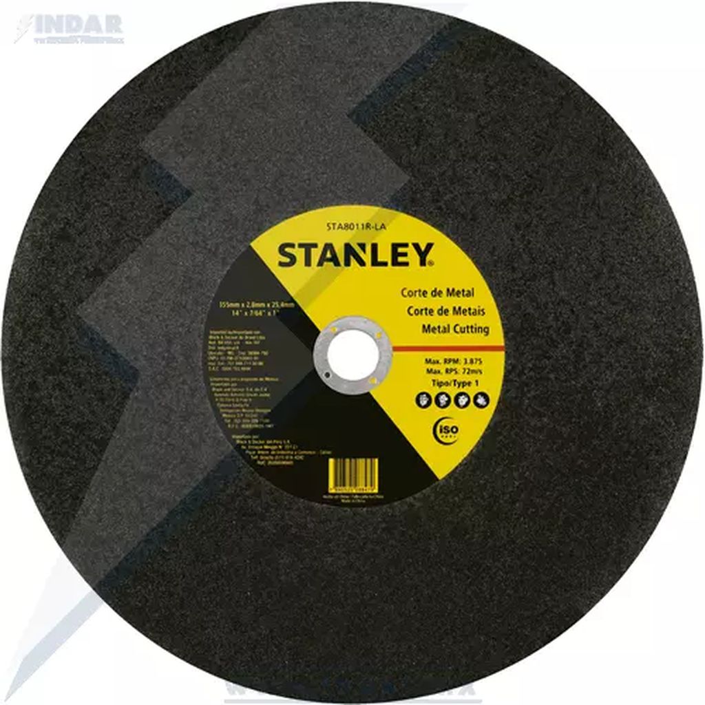 DISCO PARA CORTE DE METAL 14"X7/64"X1", STANLEY