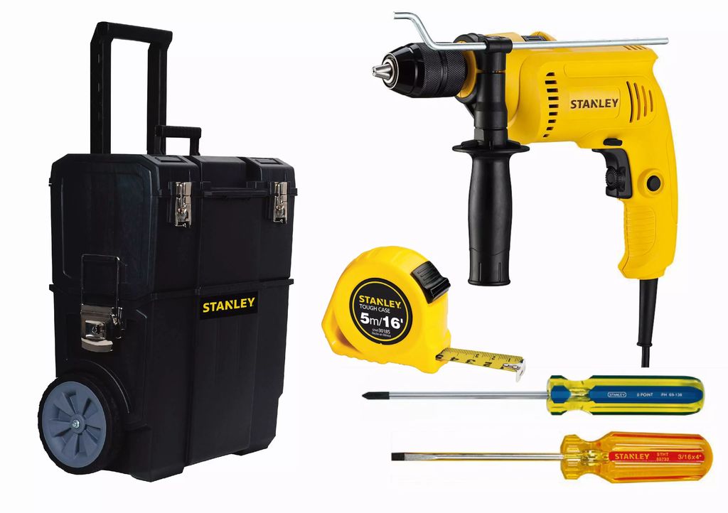 ROTOMARTILLO 1/2" 600W +GABINETE 2 EN 1 +FLEXOMETRO 5.0MTS +DESARMADOR CABINET +DESARMADOR PHILLIPS, STANLEY