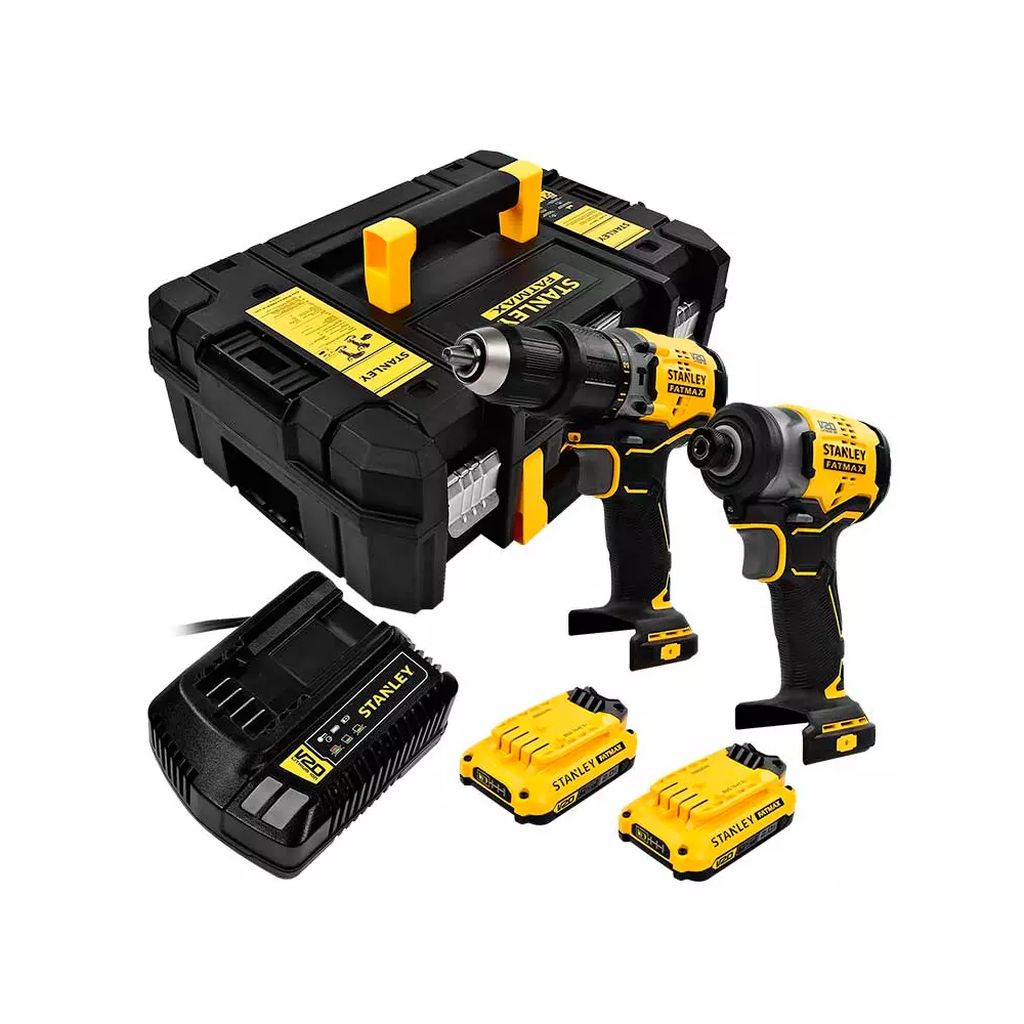 ROTOMARTILLO IN.1/2" 20V VVR 0-600/0-1900RPM+PISTOLA IMP 1/4" 20V 0-2800RPM BRUSHLESS+2BAT CAR+CAJA, STANLEY