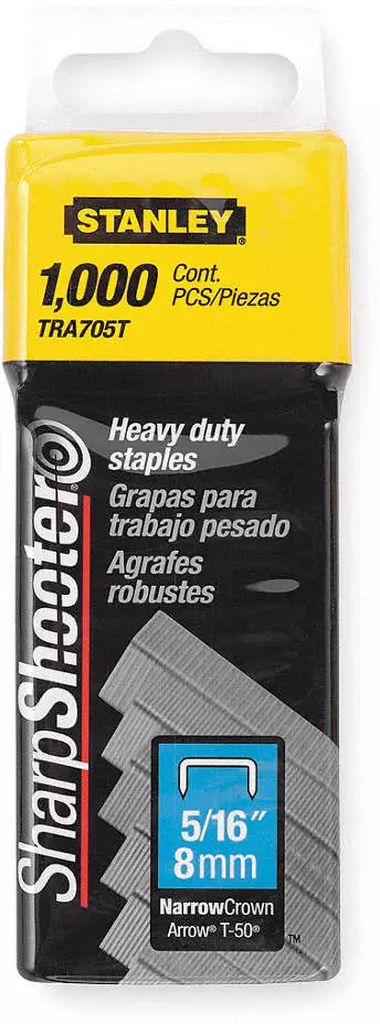 GRAPA PARA ENGRAPADORA MANUAL 5/16" P/TR100,TR200 (1000 PZAS), STANLEY
