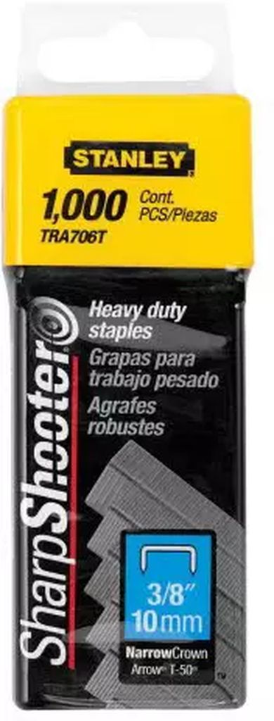 GRAPA PARA ENGRAPADORA MANUAL 3/8" P/TR100,TR200 (1000 PZAS), STANLEY