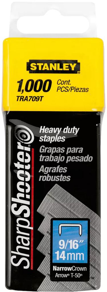 GRAPA PARA ENGRAPADORA MANUAL 9/16" P/TR100,TR200 (1000 PZAS), STANLEY