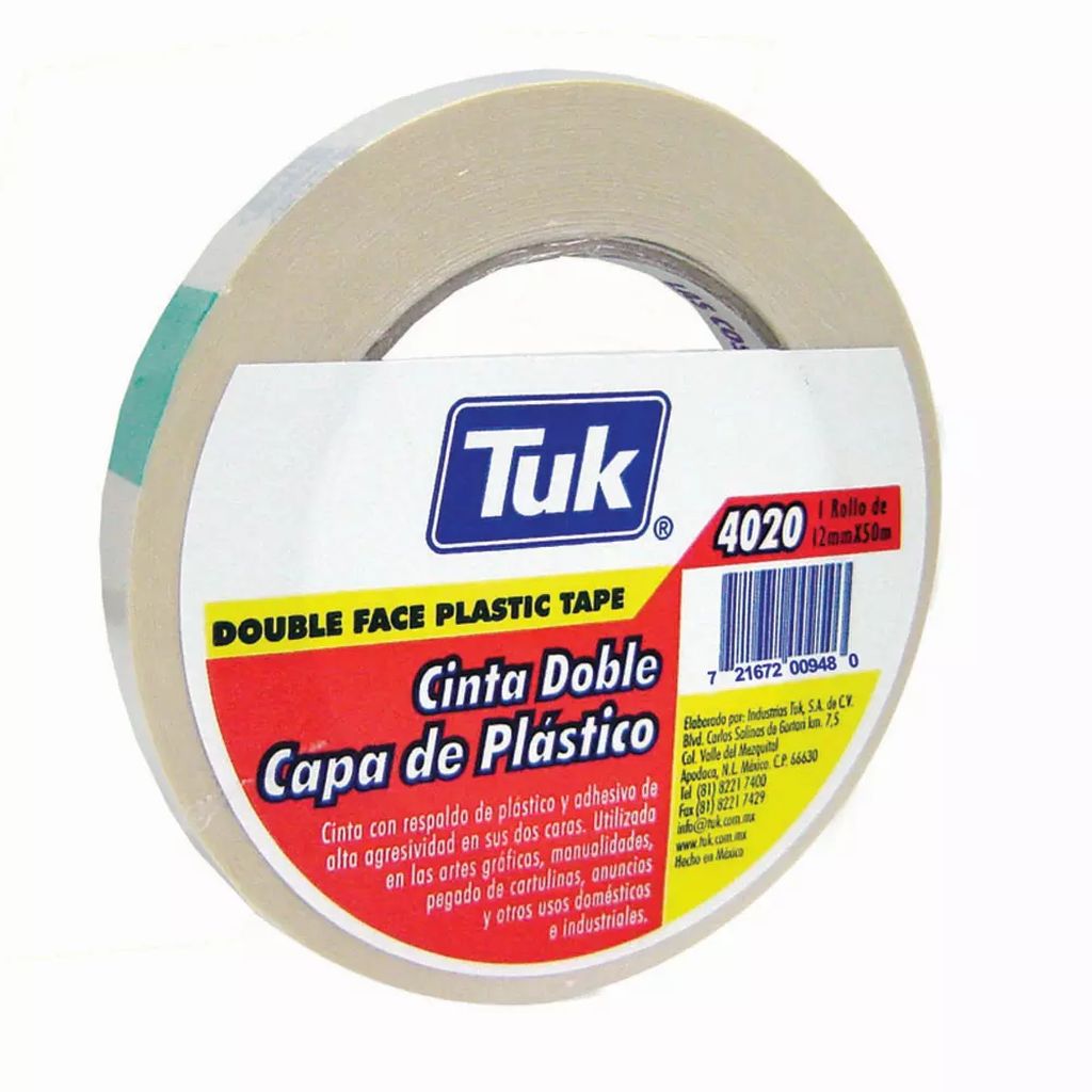 CINTA DOBLE CARA 12X50 POLIESTER ECONOMICA 4020, TUK