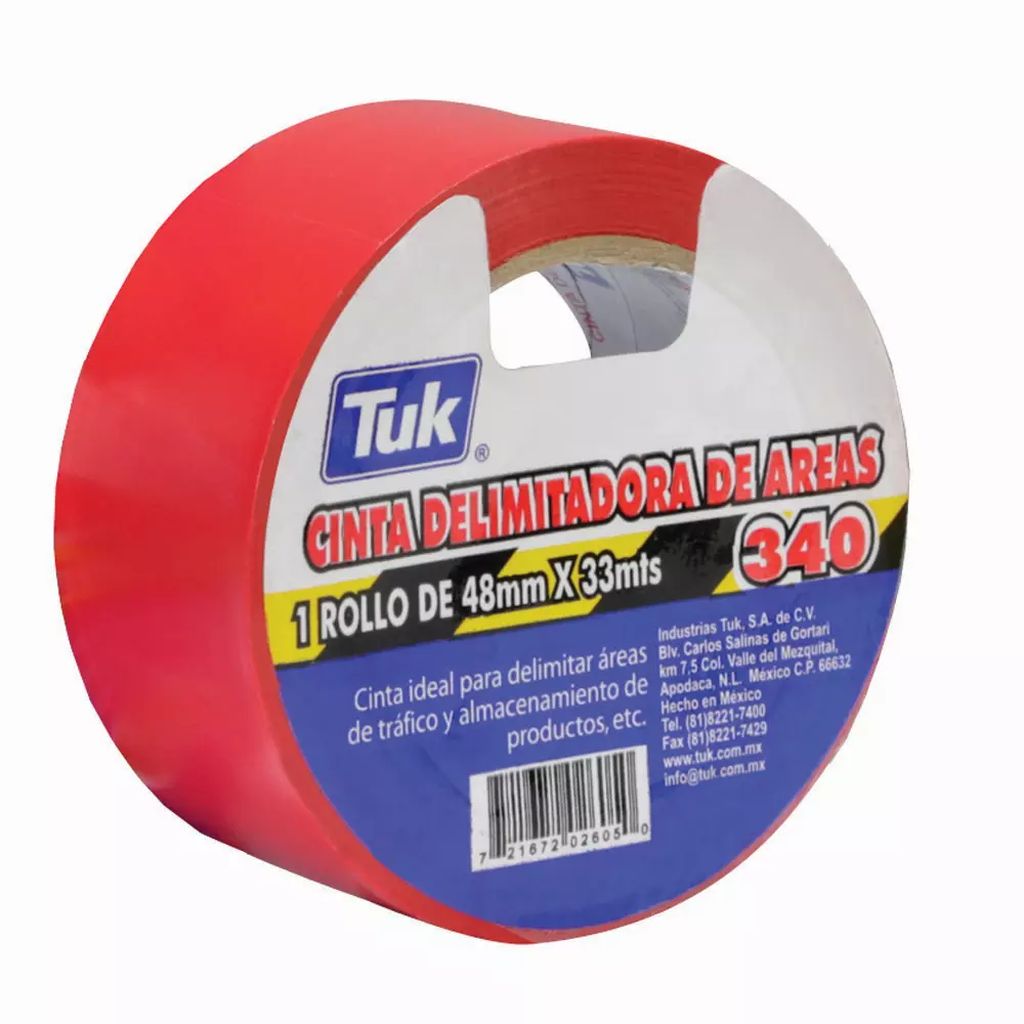 CINTA DELIMITADORA ADHESIVA 48MMX33MT ROJA, TUK