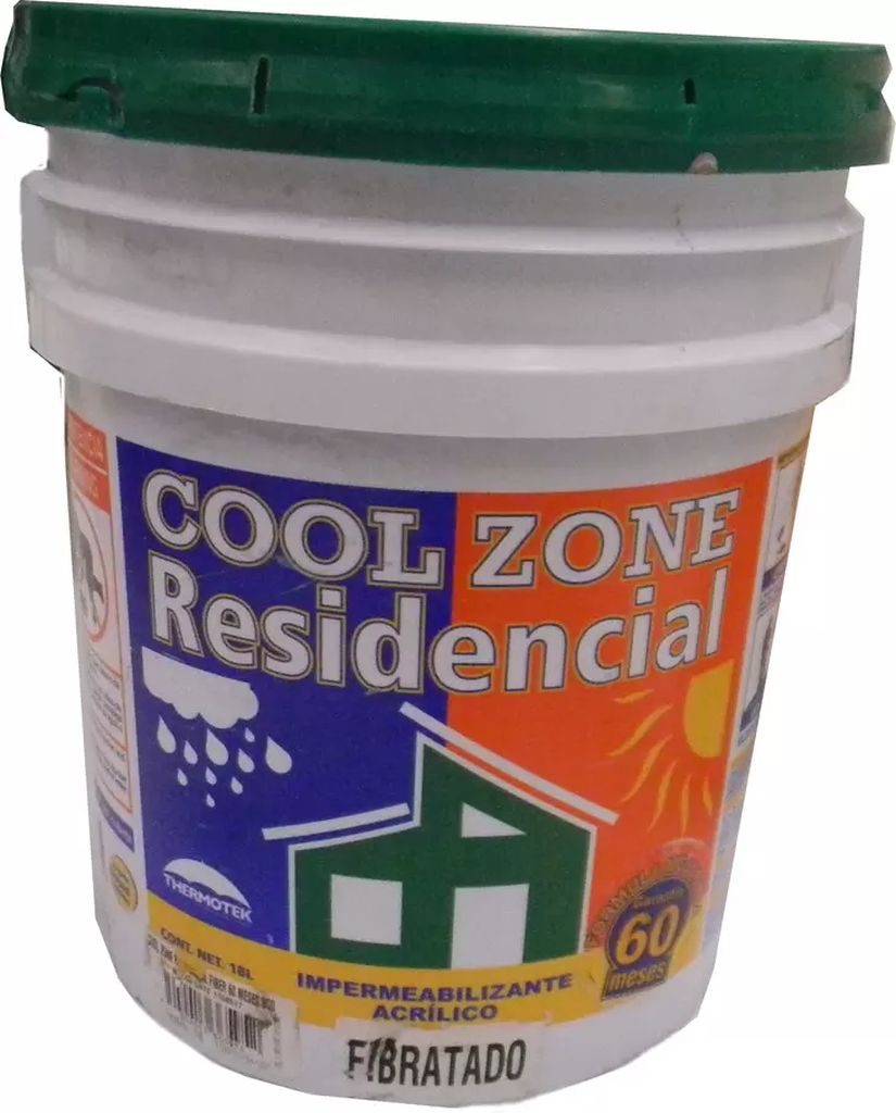 IMPERMEABILIZANTE FIBRATADO 5 AÑOS 18 LT BLANCO COOL ZONE RESIDENCIAL, THERMOTEK