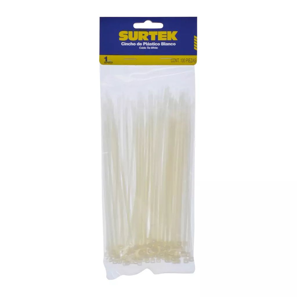 CINCHOS DE PLASTICO 100MM X 2.5MM BLANCO (100 PZAS), SURTEK