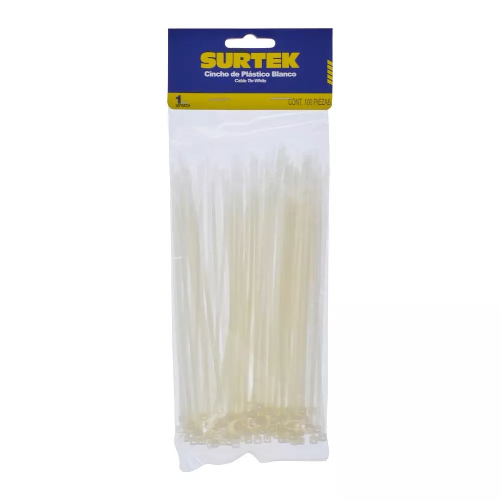 CINCHOS DE PLASTICO 165MM X 2.5MM BLANCO (100 PZAS), SURTEK