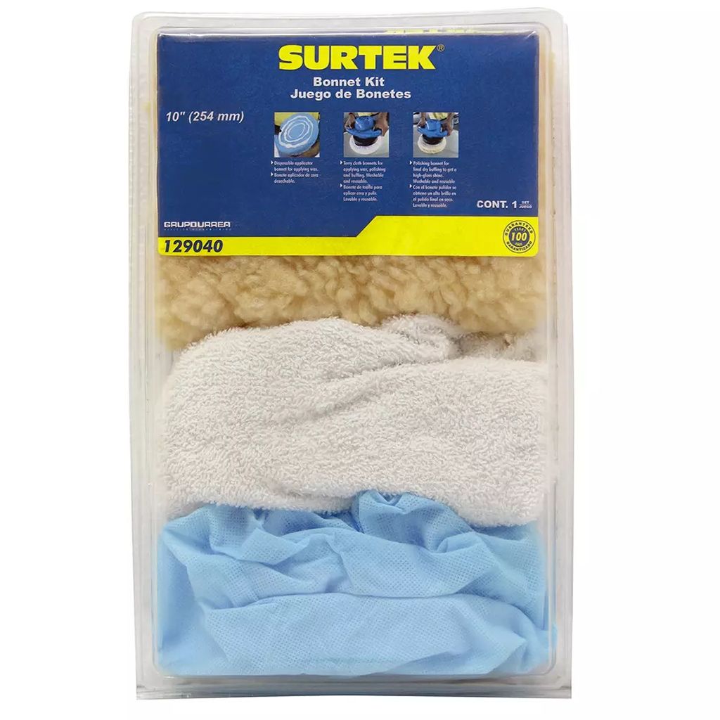 JUEGO DE BONETES 10" PARA PULIDO 7 PZAS, SURTEK