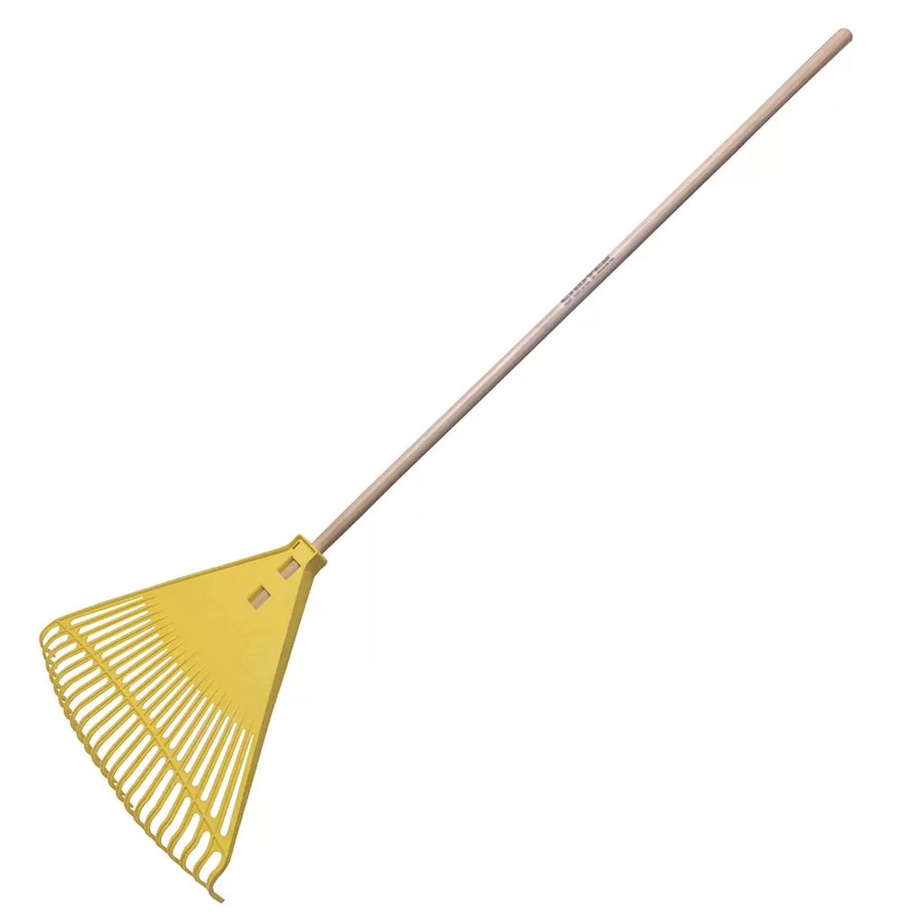 ESCOBA PARA JARDIN PLASTICA FLEXIBLE ALTO IMPACTO 22 DIENTES MANGO MADERA 48", SURTEK