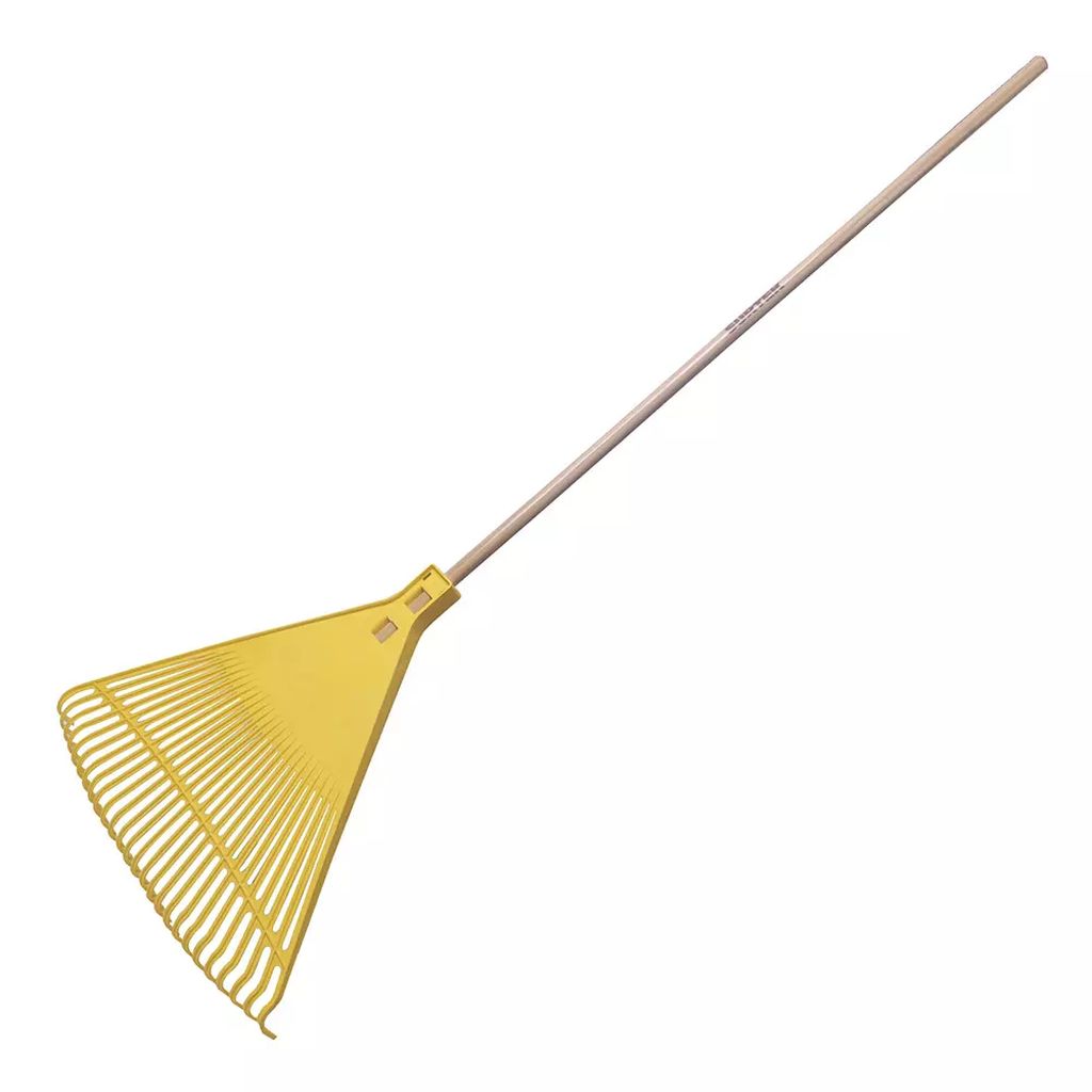 ESCOBA PARA JARDIN PLASTICA FLEXIBLE ALTO IMPACTO 26 DIENTES MANGO MADERA 48", SURTEK