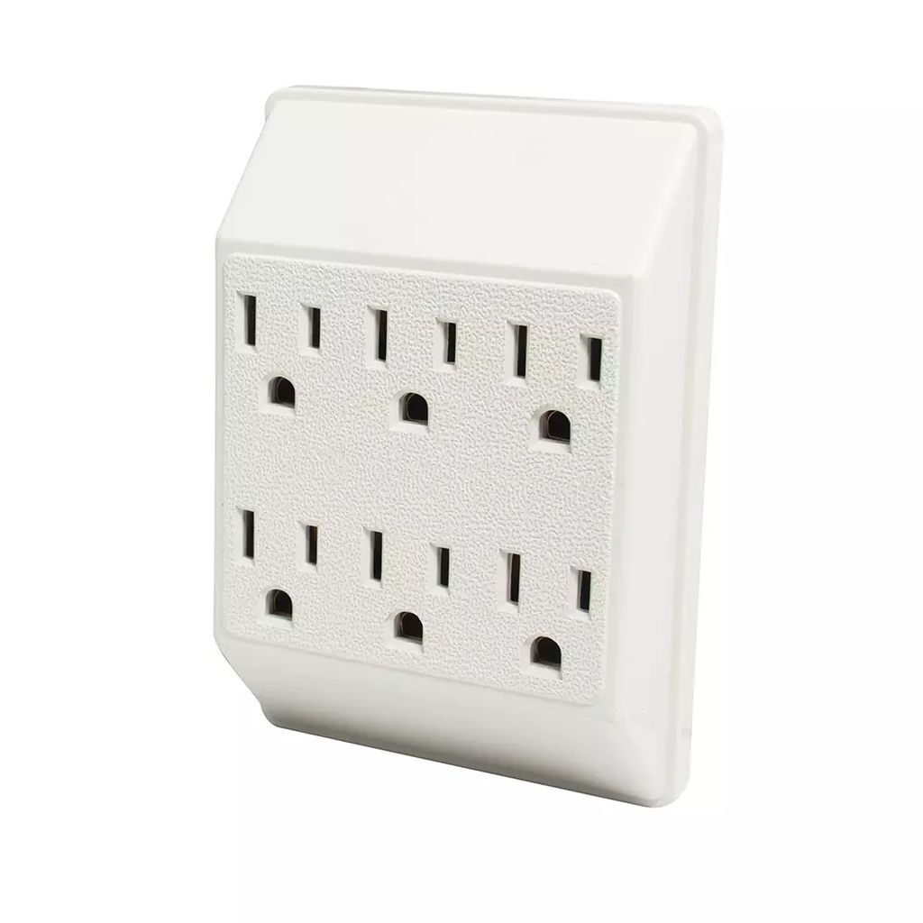 MULTICONTACTO ELECTRICO 127V 6 ENTRADAS ATERRIZADAS CUADRADO (BLANCO), SURTEK