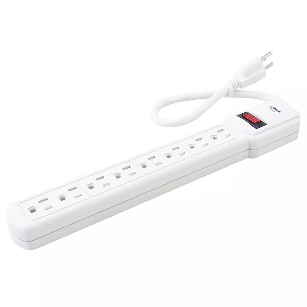 MULTICONTACTO ELECTRICO 127V 8 ENTRADAS ATERRIZADAS BARRA (BLANCO), SURTEK