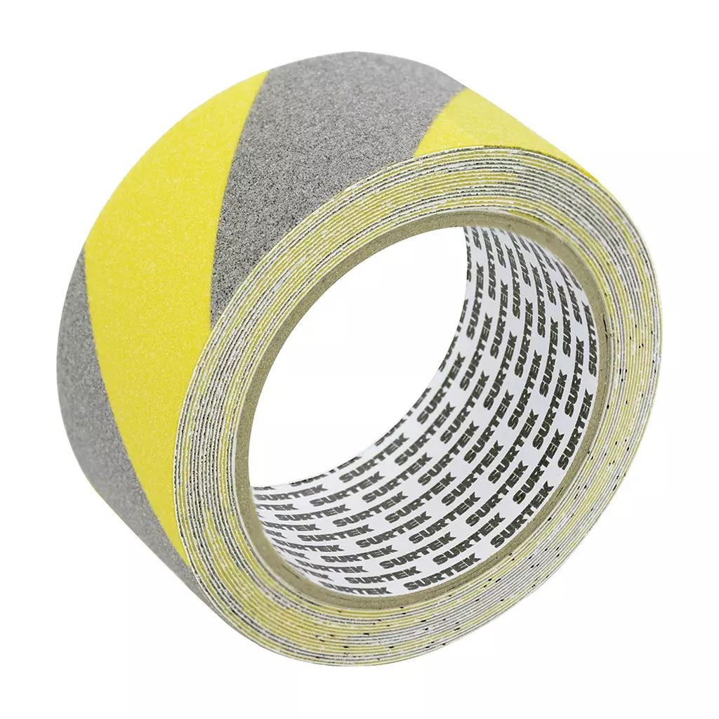CINTA ANTIDERRAPANTE ROLLO 50 MM X 5 MT NEGRA AMARILLO CON NEGRO, SURTEK