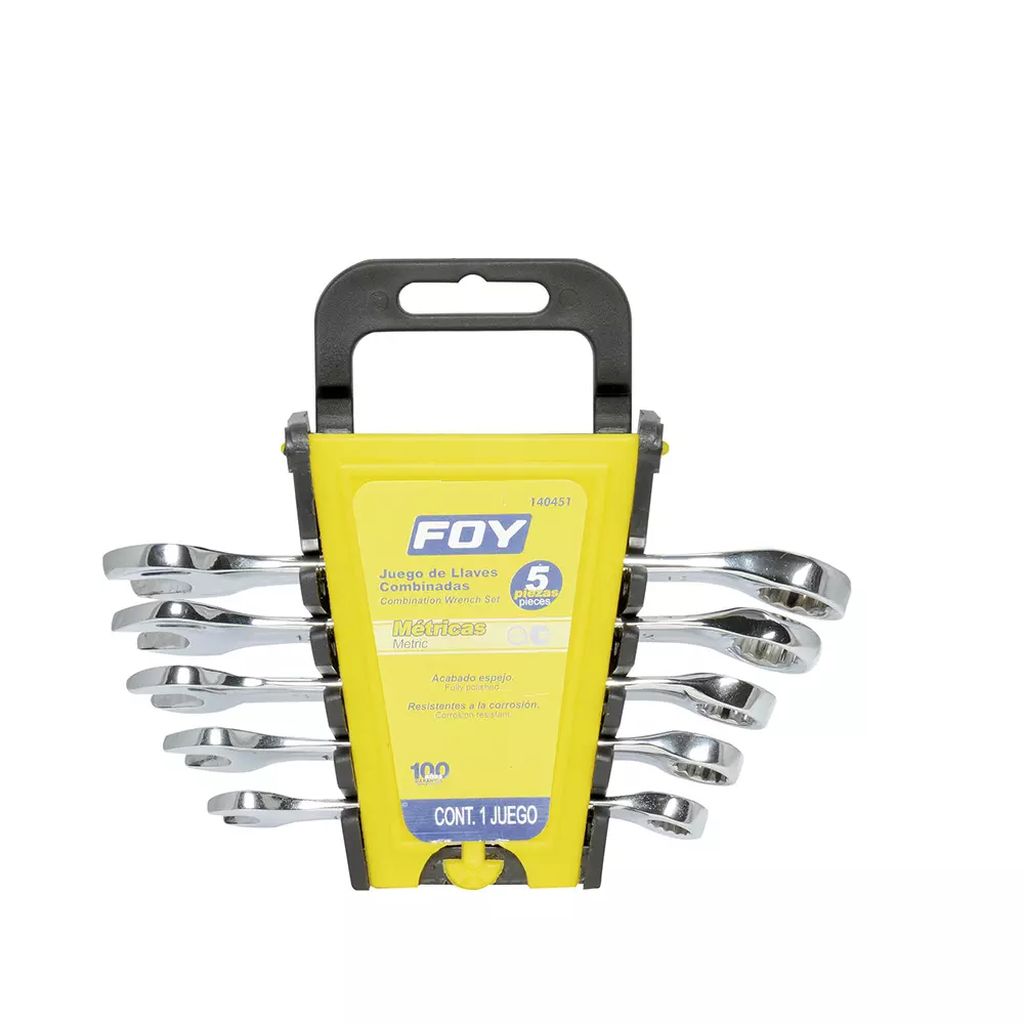 JUEGO DE LLAVES COMBINADAS MM PULIDO ESPEJO (5 PZAS) RACK, FOY