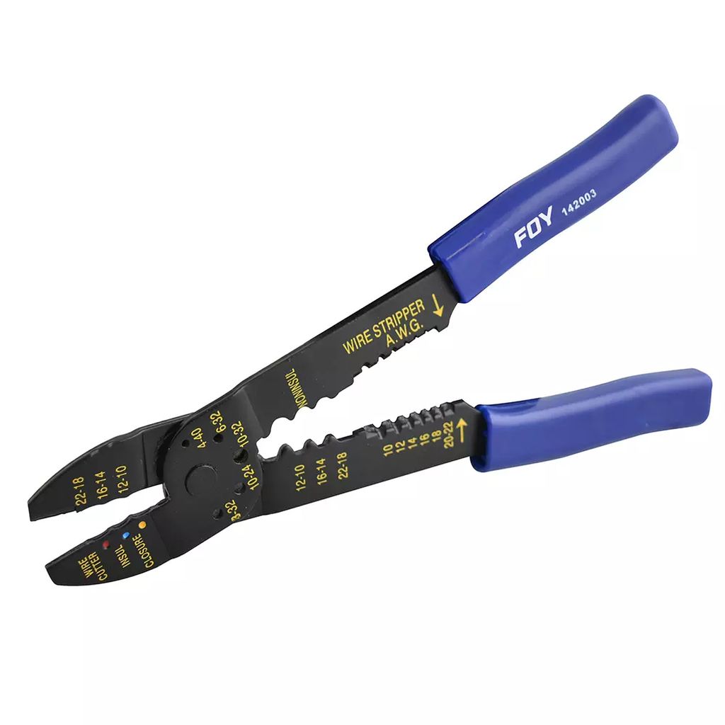 PINZA PELA CABLE 10-24 AWG 8" PONCHA TERMINALES-CORTA TONILLOS-NAVAJA, FOY
