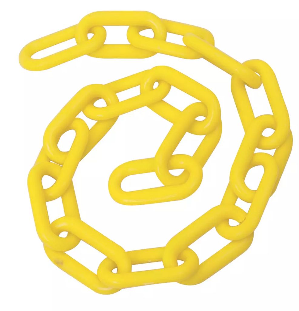 CADENA PLASTICA 6MM 1/4" CARRETE DE 25M AMARILLA, FOY