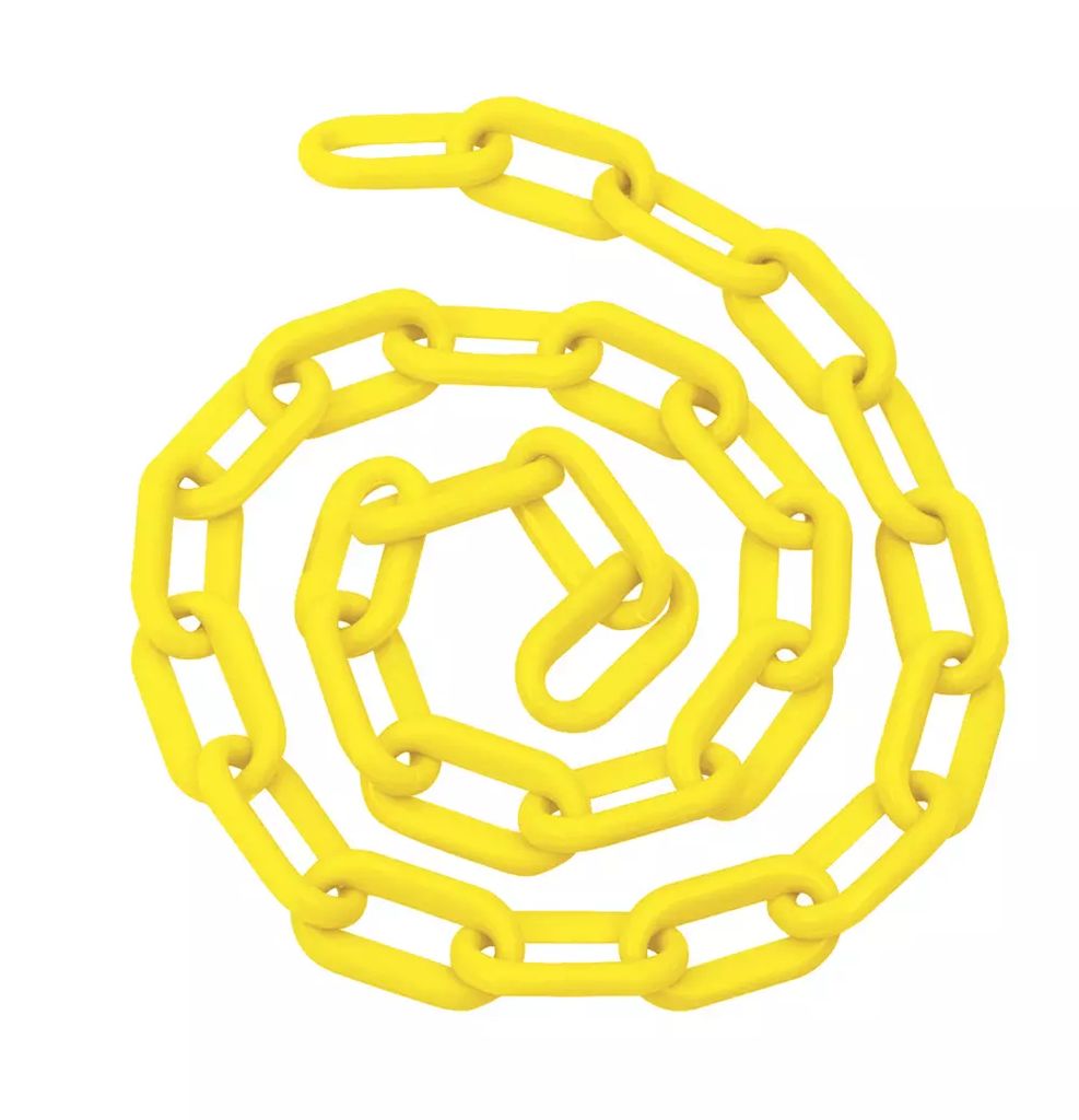CADENA PLASTICA 8MM 5/16" CARRETE DE 25M AMARILLA, FOY
