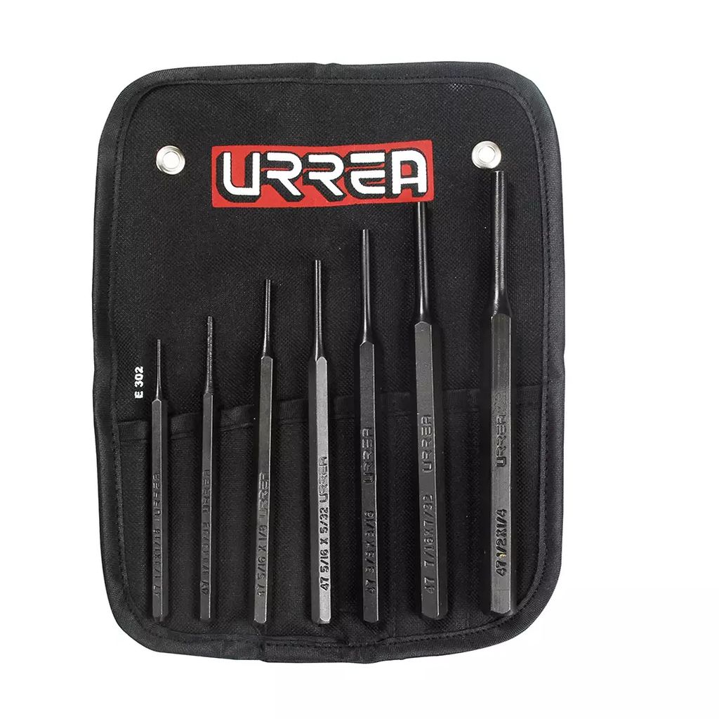 JUEGO DE PUNZONES Y BOTADORES RECTOS (7 PZAS) ESTUCHE, URREA