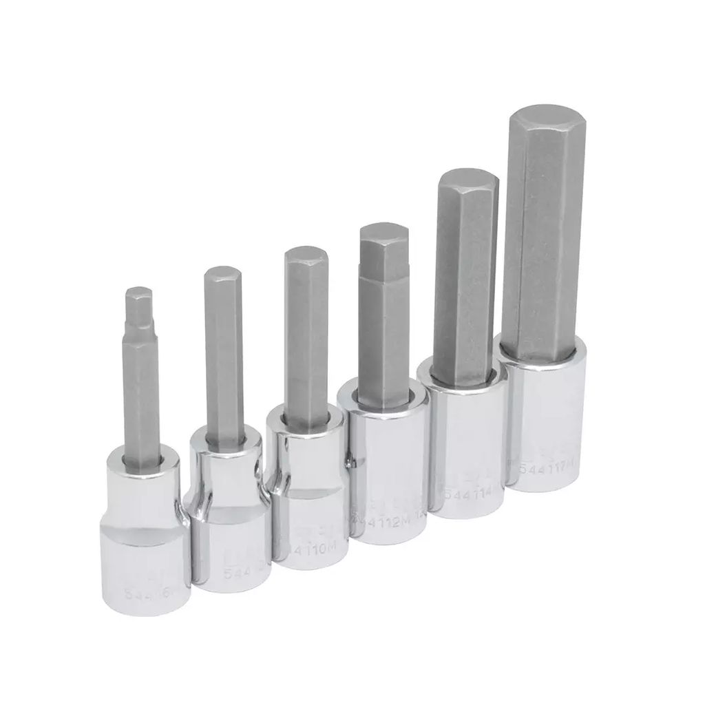 JUEGO DADOS CUADRO 1/2" CORTO MM PTA. HEX. CORTA EN RIEL Y CLIPS (6 PZAS) DE 6MM A 17MM, URREA