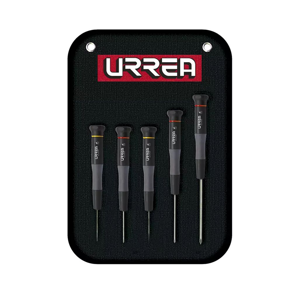 JUEGO DE DESARMADORES DE PRECISION PLANA Y PHILLIPS ESTUCHE LONA (5 PZAS), URREA