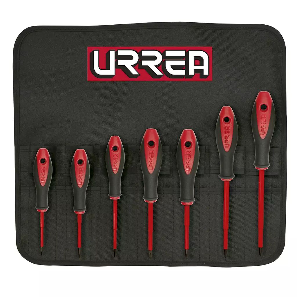 JUEGO DE DESARMADORES PARA 1000 VOLTS PLANO Y PHILLIPS BIMATERIAL (7 PZAS), URREA