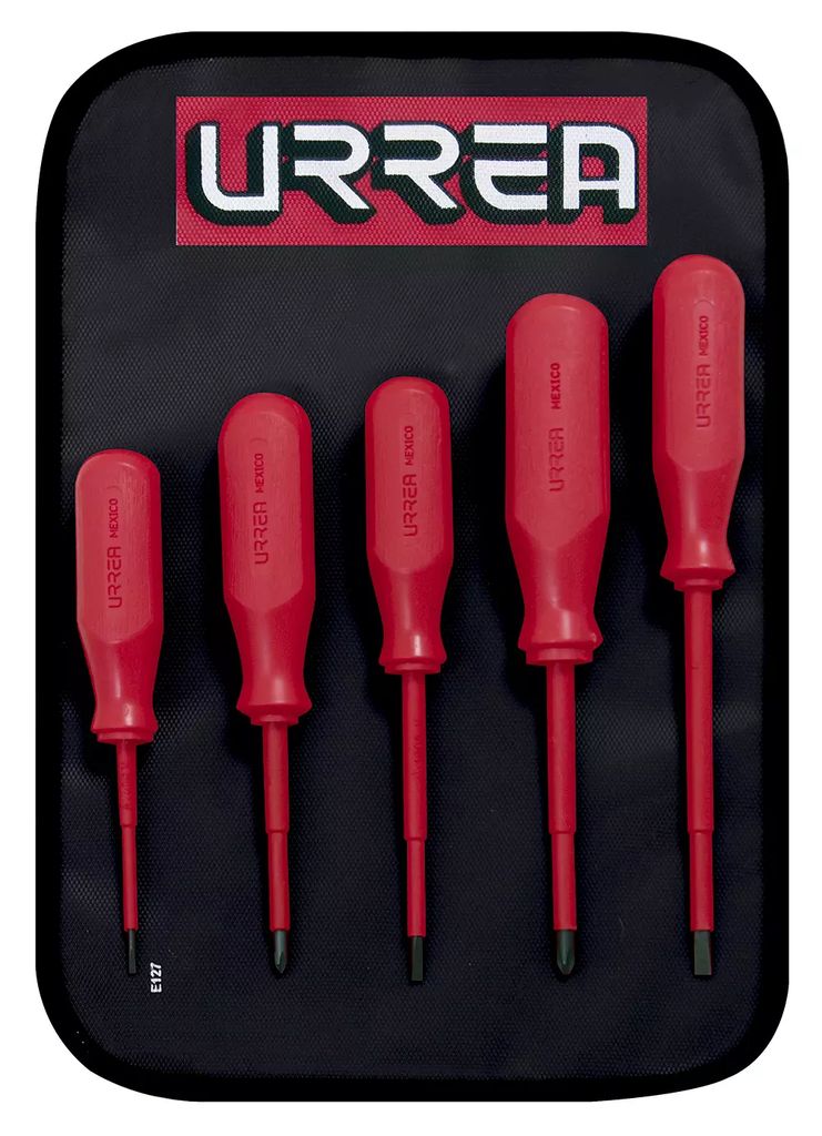 JUEGO DESARMADORES PARA 1000 VOLTS (5 PZAS) PLANO Y PHILLIPS, URREA