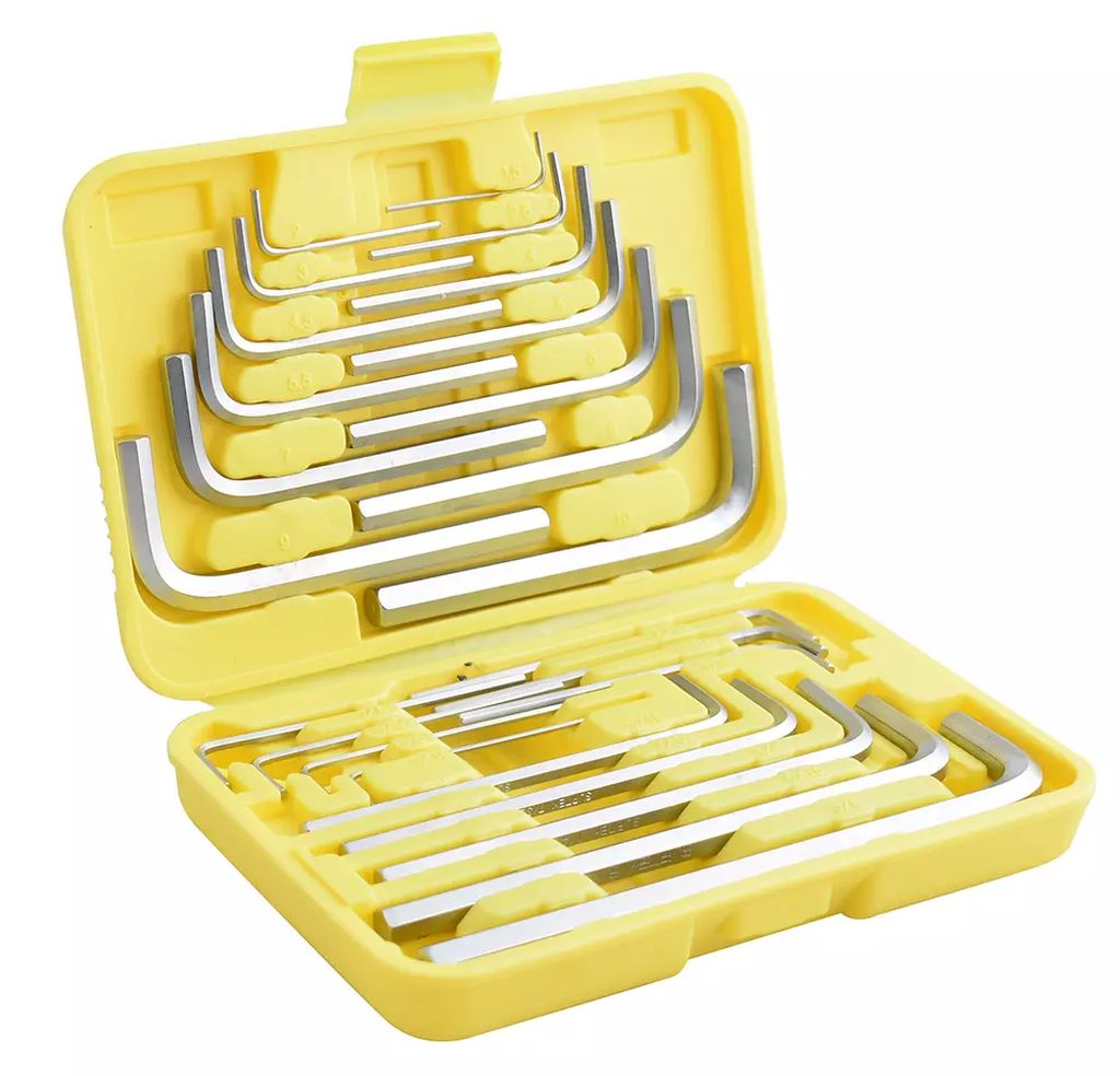 JUEGO DE LLAVES HEXAGONALES FRACC/METR "L" (25 PZAS) RACK PLASTICO 1/16" A 3/8"-1.5 A 10MM, SURTEK