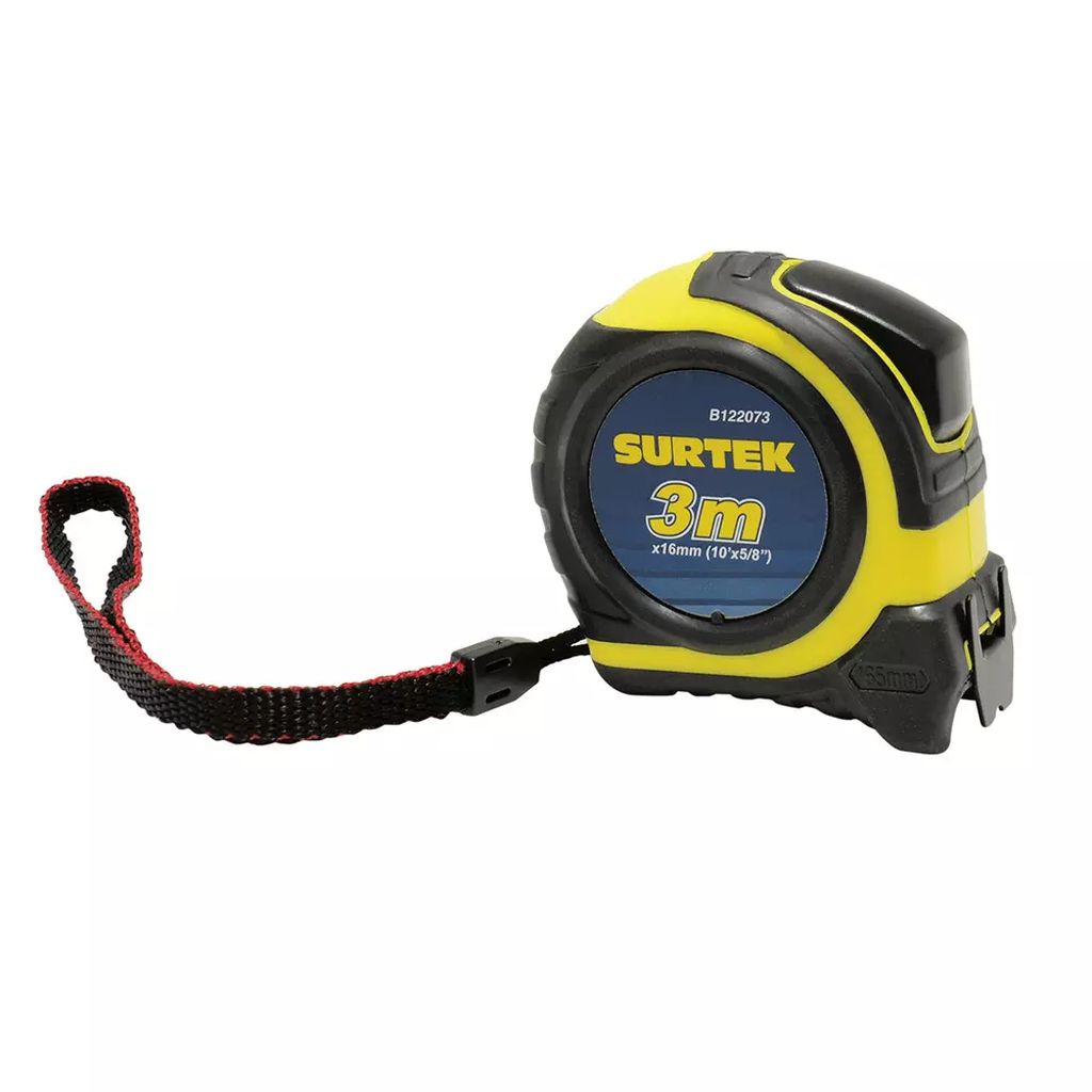 FLEXOMETRO 3.0MTX16MM CON RUBBER GRIP DOBLE VISTA DOBLE GANCHO CON 3 REMACHES (BLISTER), SURTEK