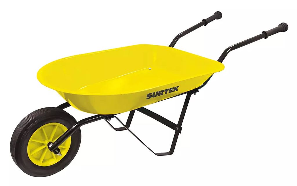 CARRETILLA 1.0 FT BASTIDOR D/MET AMARILLA PARA NIÑOS LLANTA SOLIDA, SURTEK