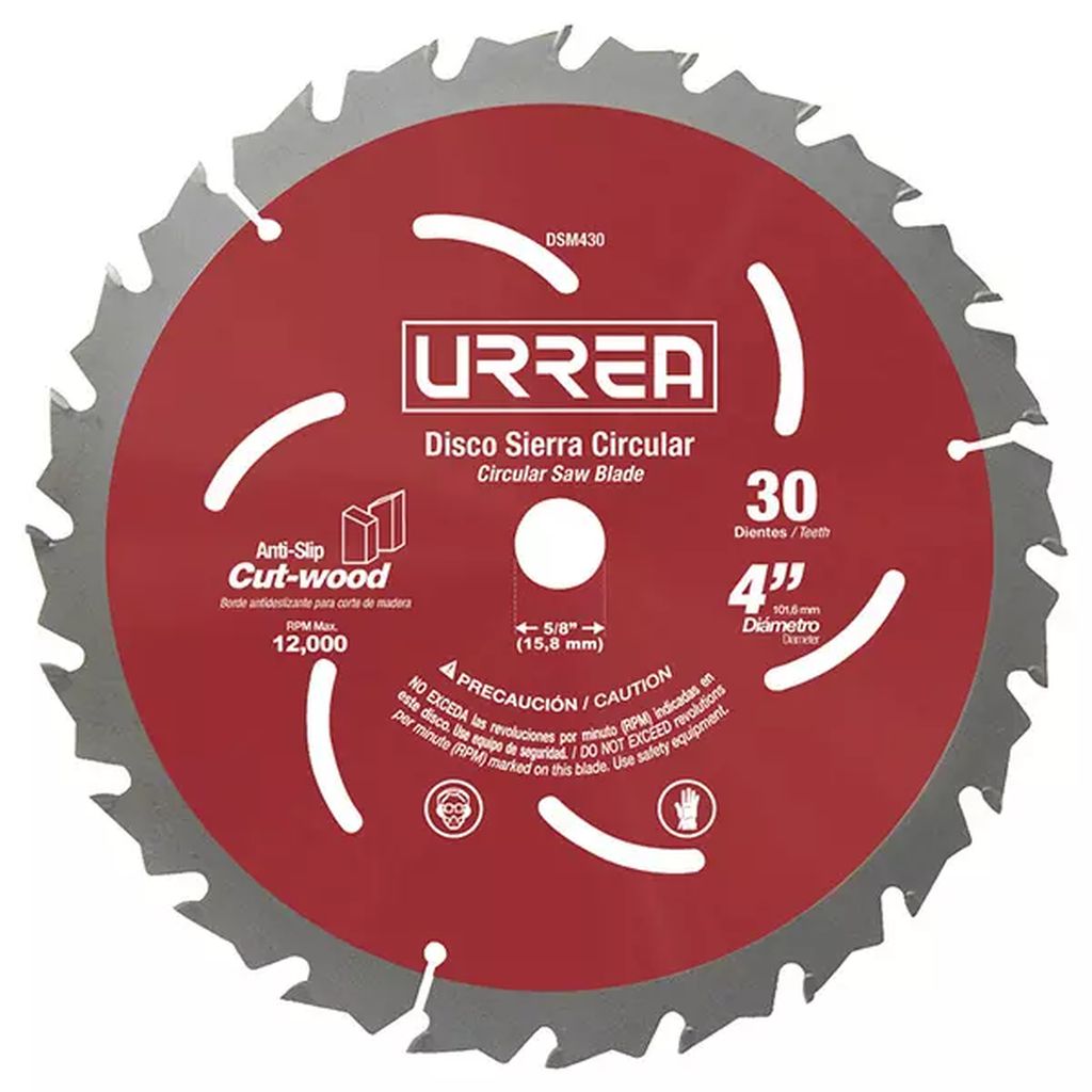 SIERRA CIRCULAR 4"X5/8" 30 DIENTES P/MADERA, URREA