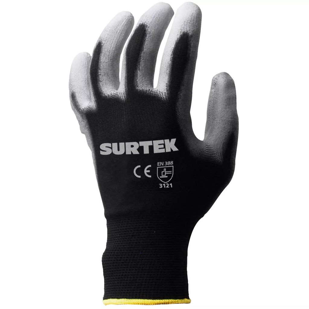 GUANTE DE NYLON C/RECUBRIMIENTO DE POLIURETANO ESPUMADO CAFE TALLA GRANDE, SURTEK