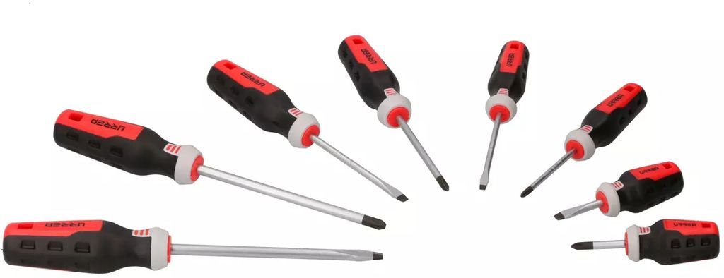 JUEGO DESARMADORES COMBINADOS MANGO BIMATERIAL (8 PZAS) PLANO Y PHILLIPS, URREA