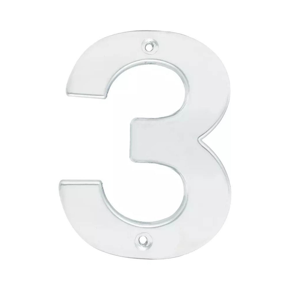 NUMERO DE FACHADA Nº 3 BOLD 4" CROMO SATINADO, LOCK